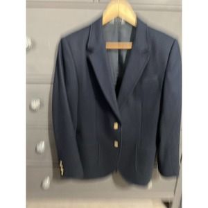 100% Wool Richard Evans Ladies Blazer Size 16 Navy Vintage Made in USA EUC